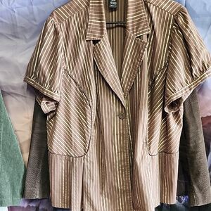Lane Bryant Tan Striped Blazer
